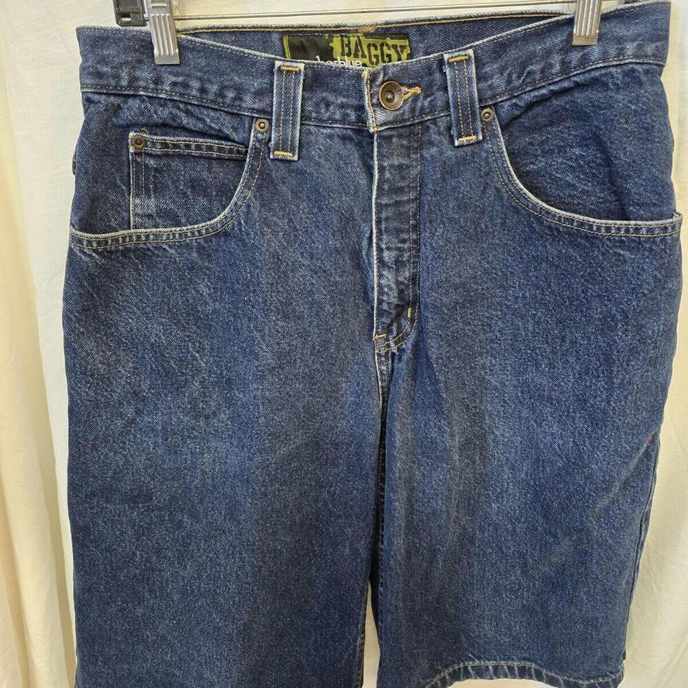 Vintage Y2K Anchor Blue BAGGY Skate Light Wash Denim Blue Jean Shorts Mens‎ 31 - Picture 2 of 15